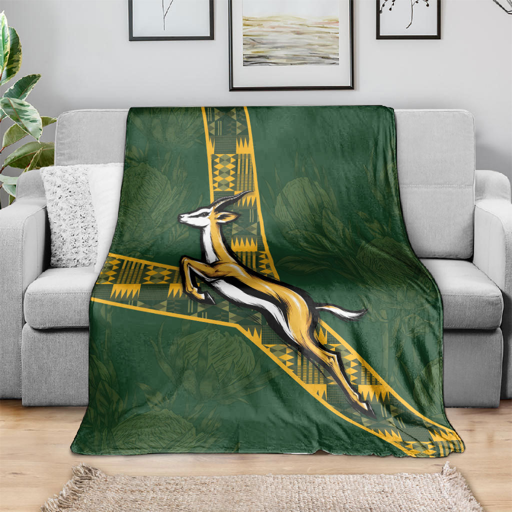 Rugby South Africa Blanket Go Bokke With Protea Pattern