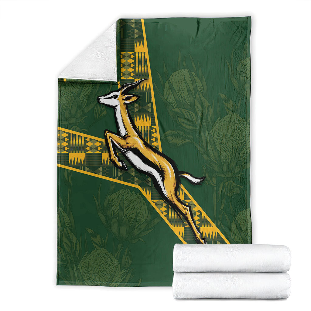 Rugby South Africa Blanket Go Bokke With Protea Pattern