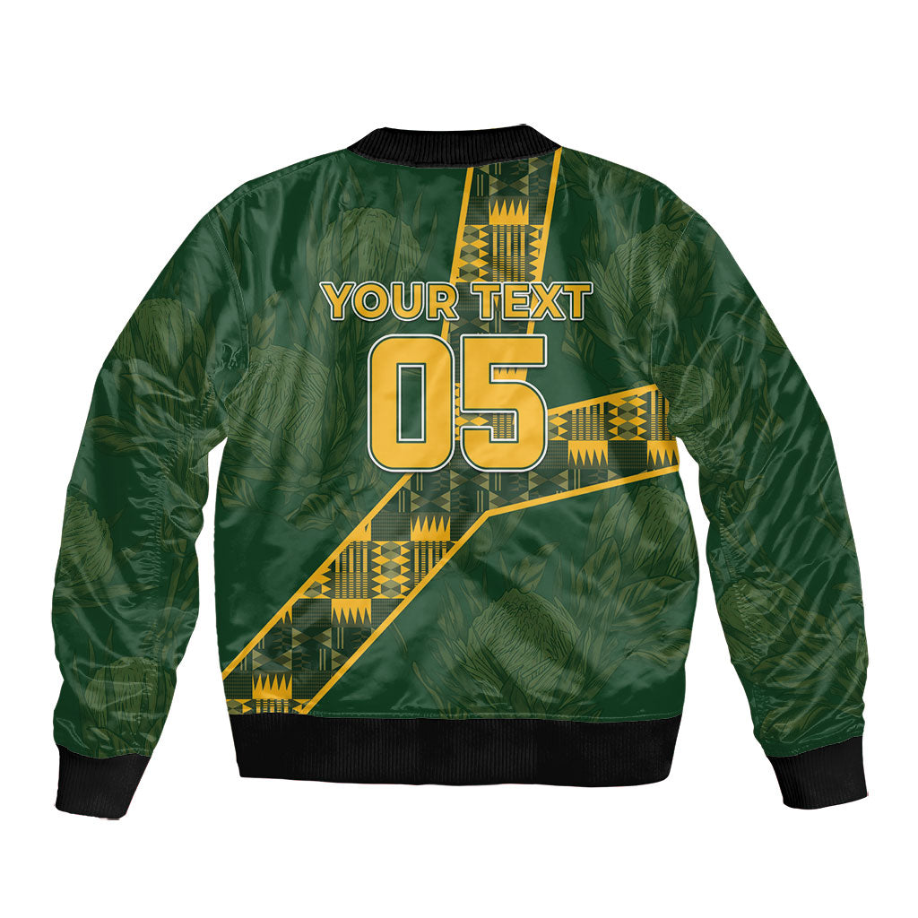 Custom Rugby South Africa Bomber Jacket Go Bokke With Protea Pattern
