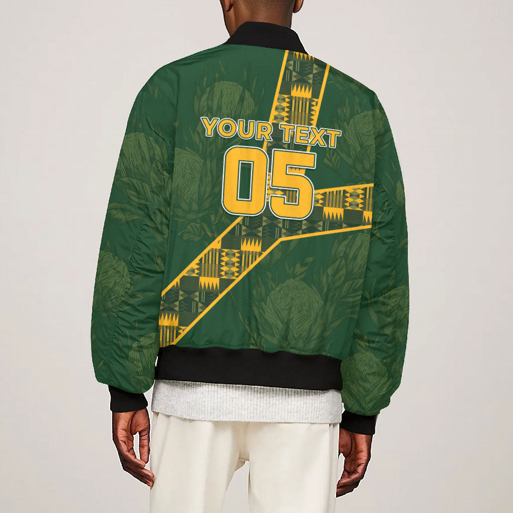Custom Rugby South Africa Bomber Jacket Go Bokke With Protea Pattern