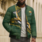 Custom Rugby South Africa Bomber Puffer Jacket Go Bokke With Protea Pattern