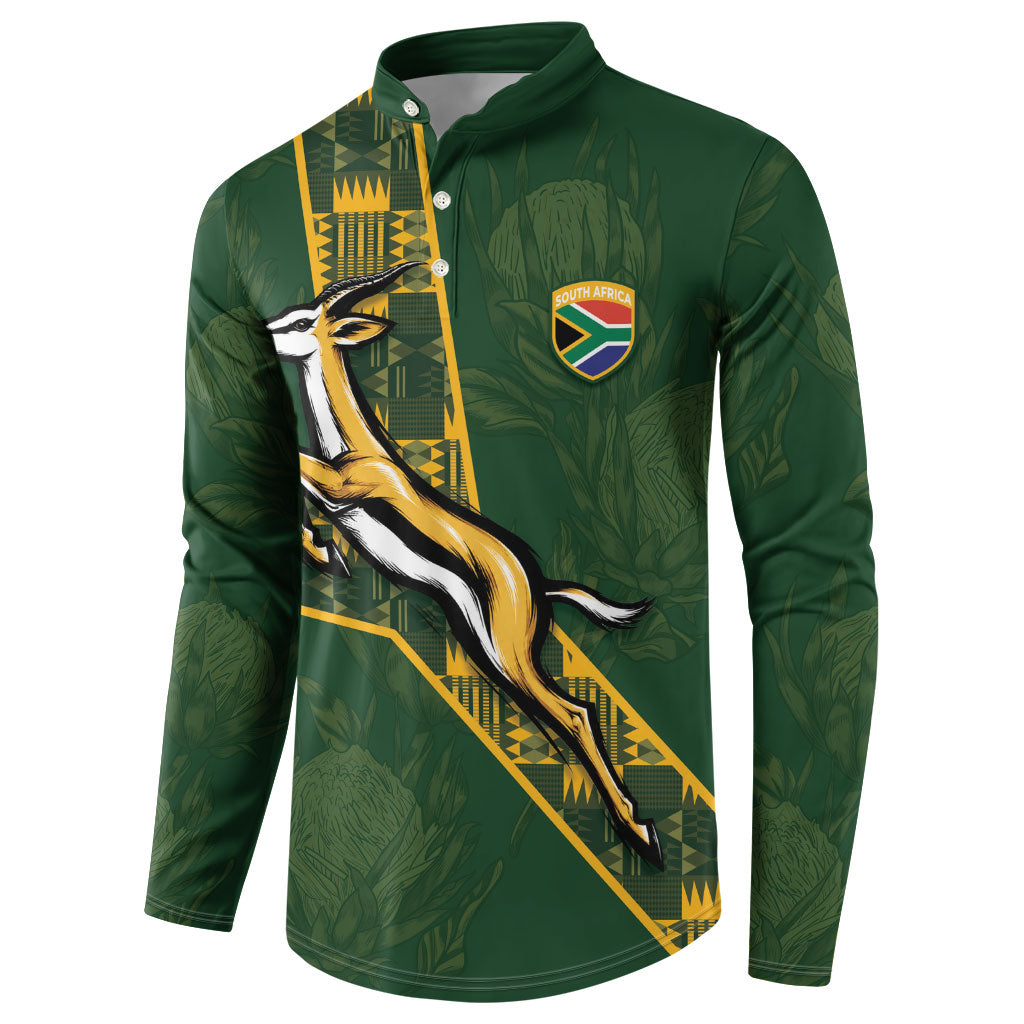 Custom Rugby South Africa Button Sweatshirt Go Bokke With Protea Pattern