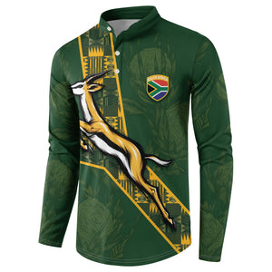 Custom Rugby South Africa Button Sweatshirt Go Bokke With Protea Pattern