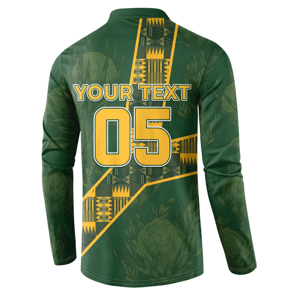 Custom Rugby South Africa Button Sweatshirt Go Bokke With Protea Pattern