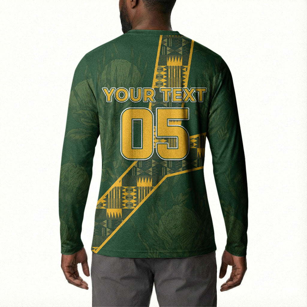 Custom Rugby South Africa Button Sweatshirt Go Bokke With Protea Pattern