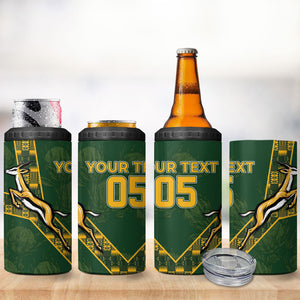 Custom Rugby South Africa 4 in 1 Can Cooler Tumbler Go Bokke With Protea Pattern