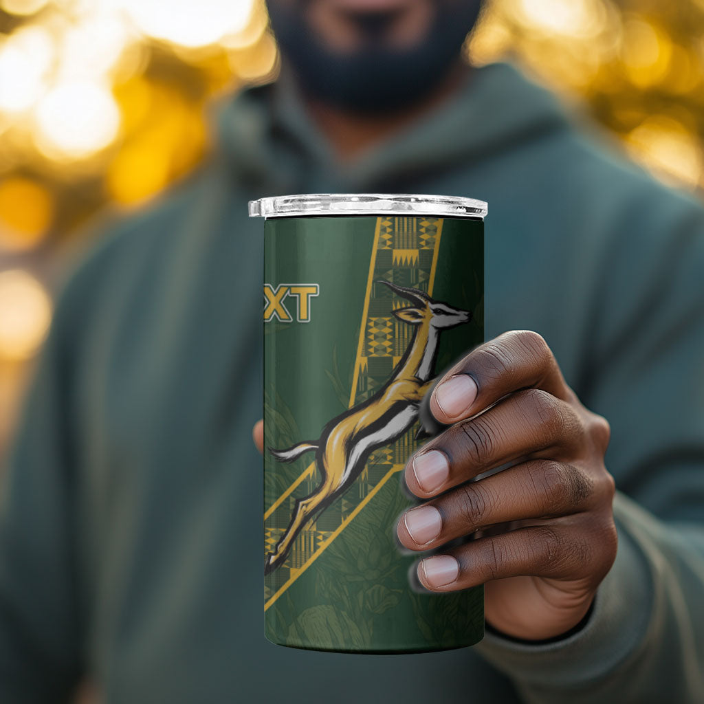 Custom Rugby South Africa 4 in 1 Can Cooler Tumbler Go Bokke With Protea Pattern