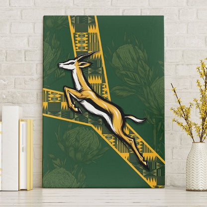 Rugby South Africa Canvas Wall Art Go Bokke With Protea Pattern