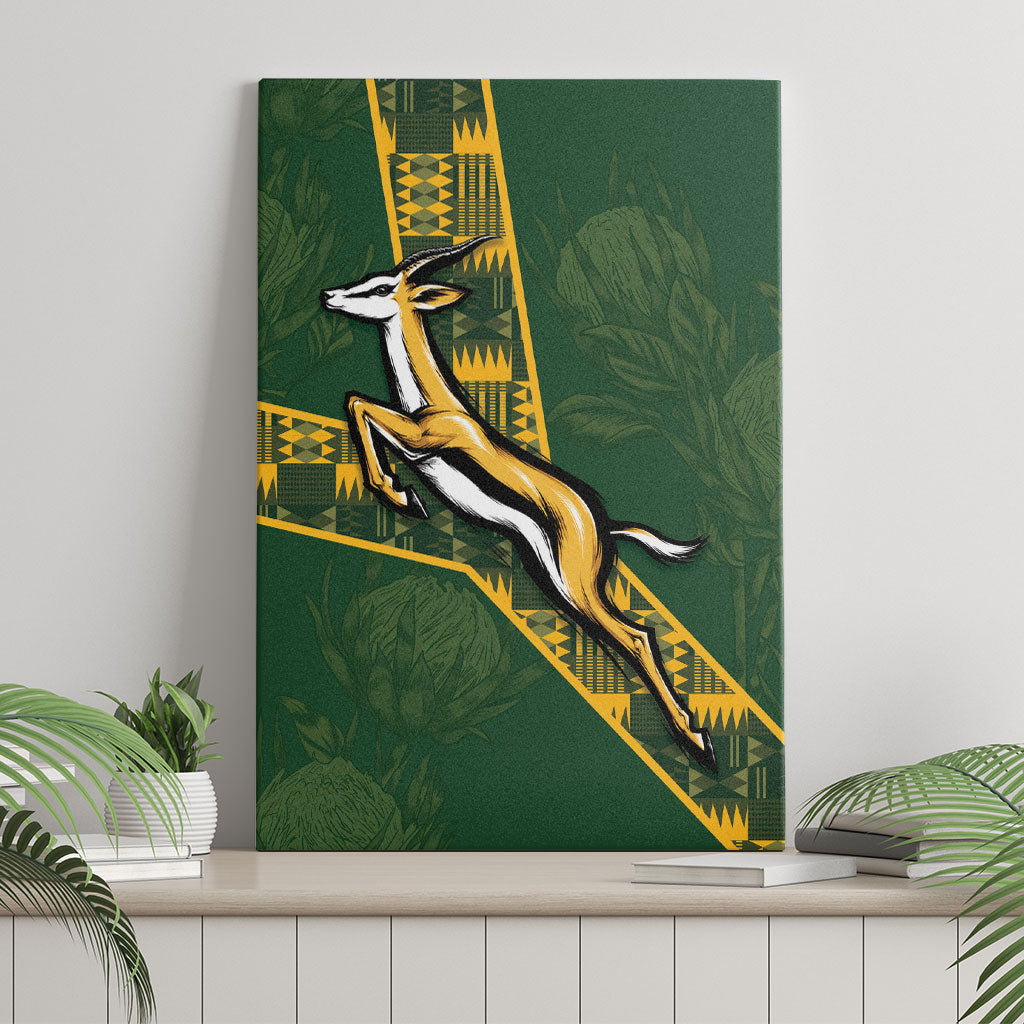 Rugby South Africa Canvas Wall Art Go Bokke With Protea Pattern