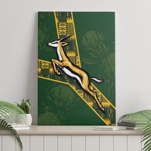 Rugby South Africa Canvas Wall Art Go Bokke With Protea Pattern