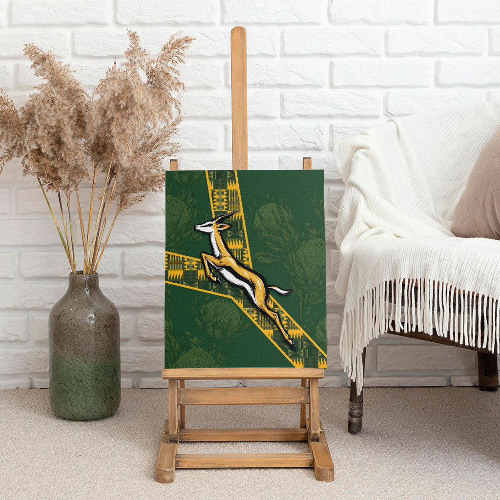 Rugby South Africa Canvas Wall Art Go Bokke With Protea Pattern
