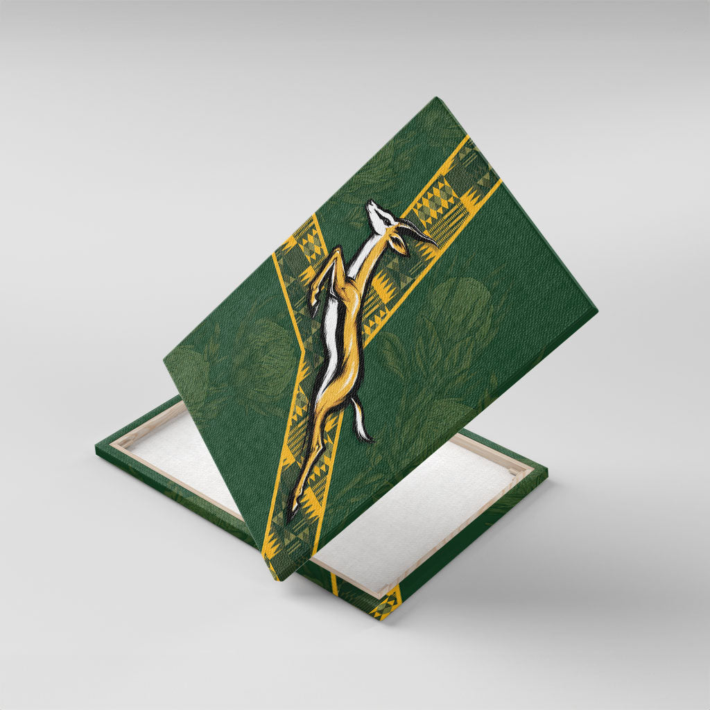 Rugby South Africa Canvas Wall Art Go Bokke With Protea Pattern