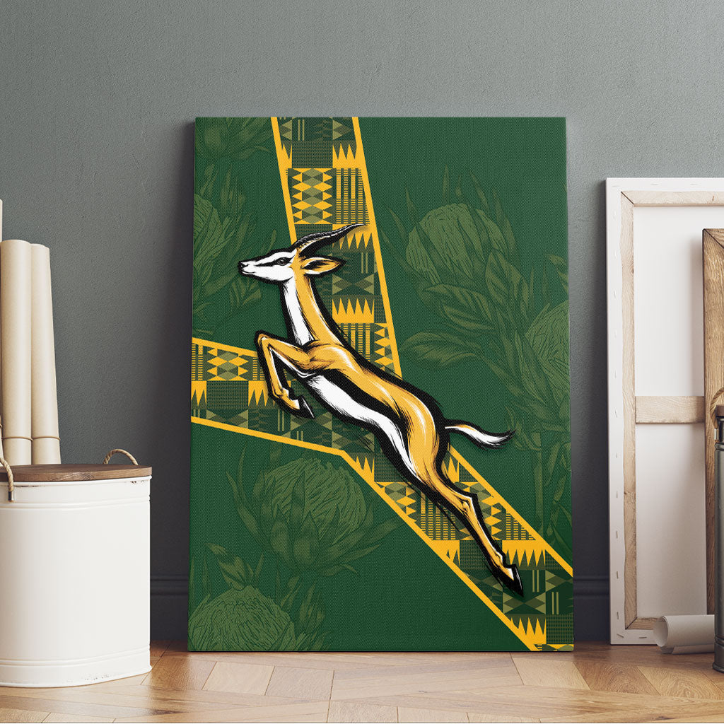 Rugby South Africa Canvas Wall Art Go Bokke With Protea Pattern