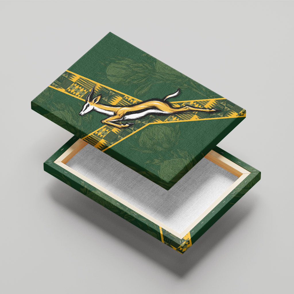 Rugby South Africa Canvas Wall Art Go Bokke With Protea Pattern