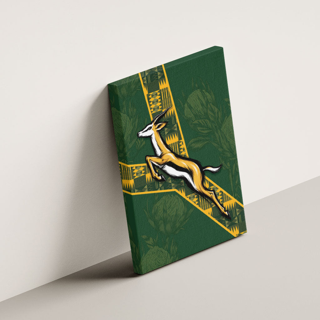 Rugby South Africa Canvas Wall Art Go Bokke With Protea Pattern