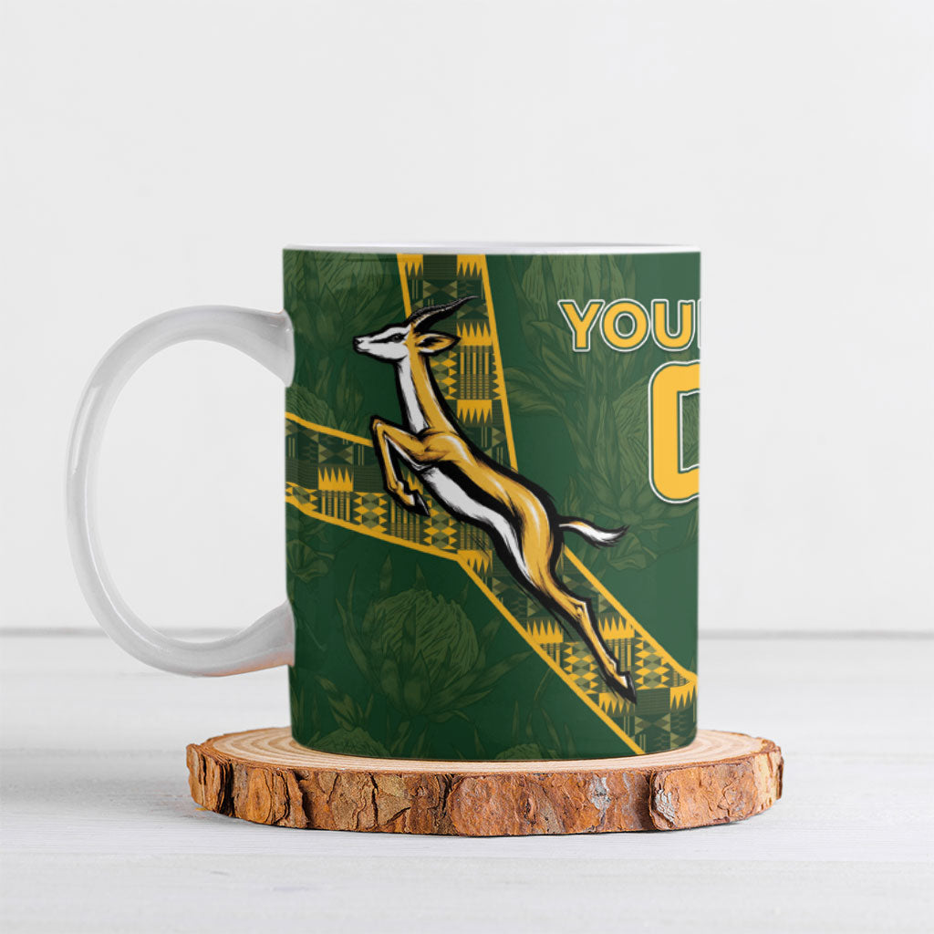Custom Rugby South Africa Ceramic Mug Go Bokke With Protea Pattern