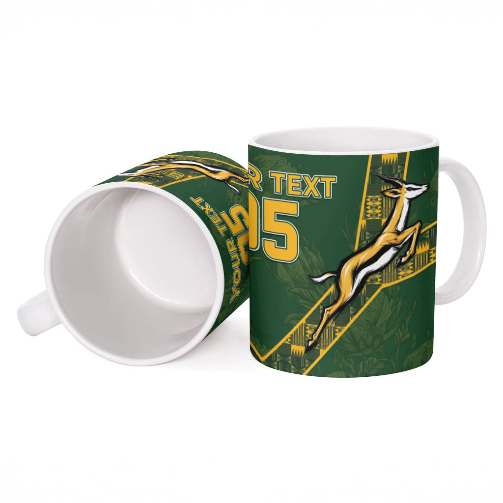 Custom Rugby South Africa Ceramic Mug Go Bokke With Protea Pattern