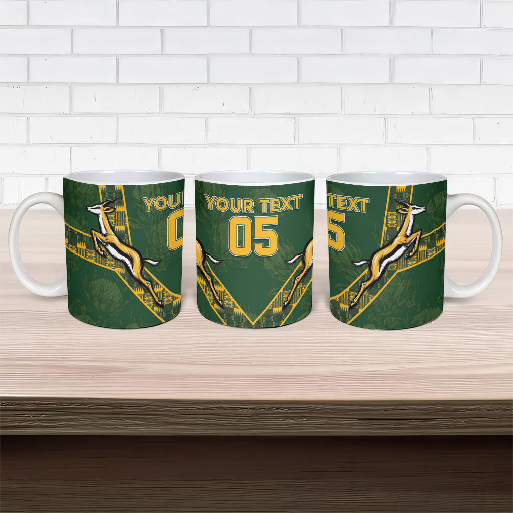 Custom Rugby South Africa Ceramic Mug Go Bokke With Protea Pattern