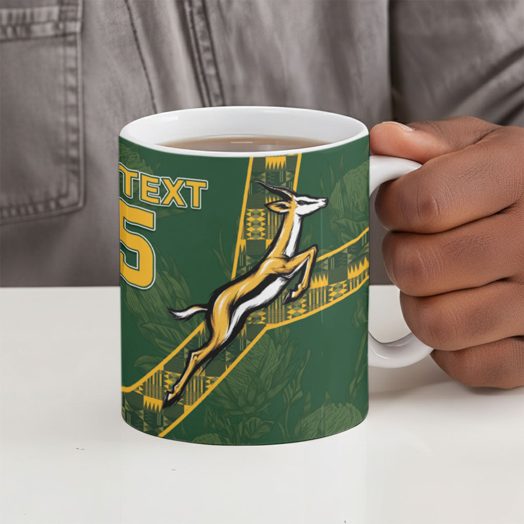 Custom Rugby South Africa Ceramic Mug Go Bokke With Protea Pattern