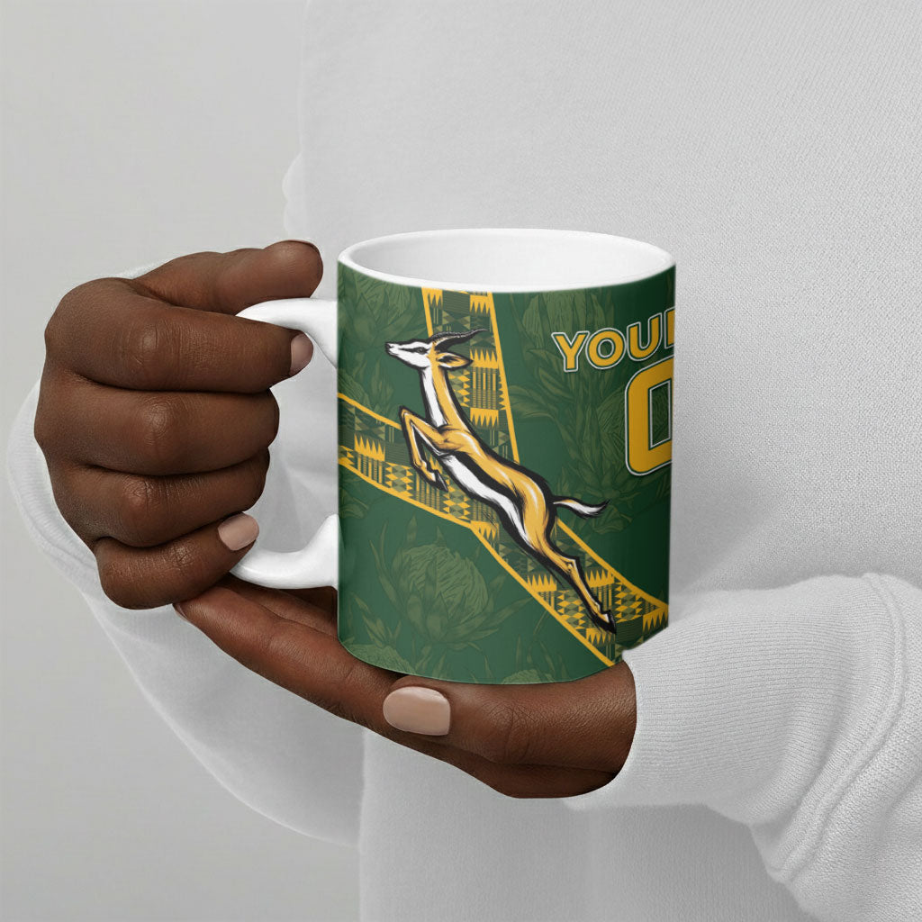 Custom Rugby South Africa Ceramic Mug Go Bokke With Protea Pattern