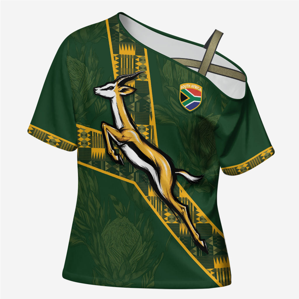 Custom Rugby South Africa Cross Shoulder Shirt Go Bokke With Protea Pattern