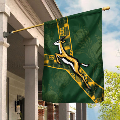 Rugby South Africa Garden Flag Go Bokke With Protea Pattern