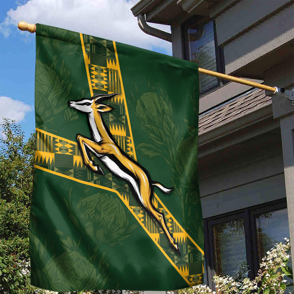 Rugby South Africa Garden Flag Go Bokke With Protea Pattern