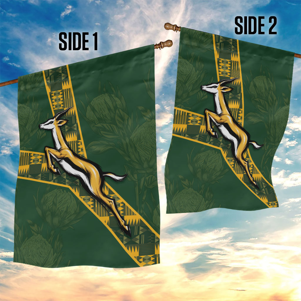 Rugby South Africa Garden Flag Go Bokke With Protea Pattern