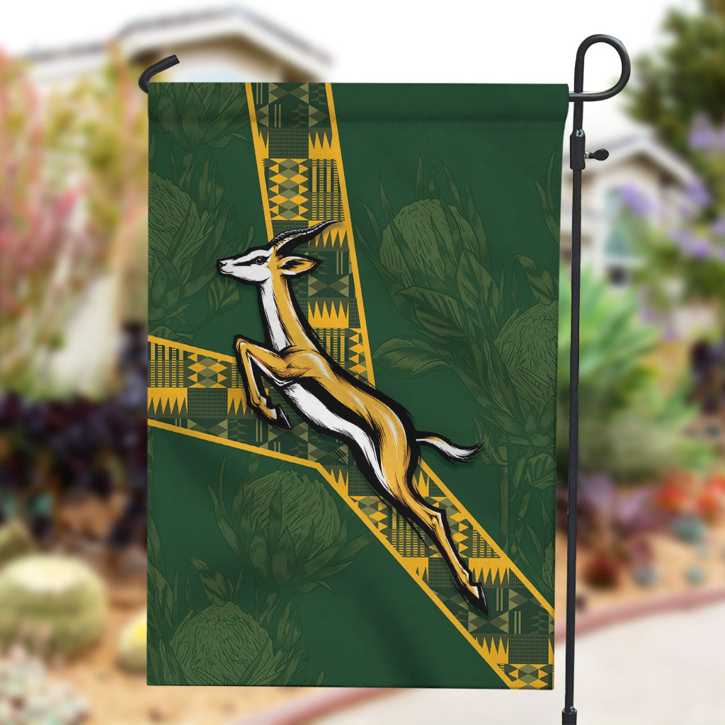 Rugby South Africa Garden Flag Go Bokke With Protea Pattern