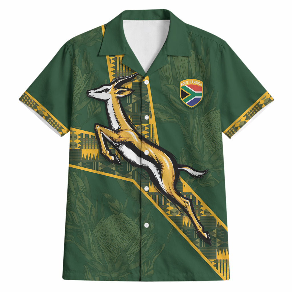 Custom Rugby South Africa Hawaiian Shirt Go Bokke With Protea Pattern