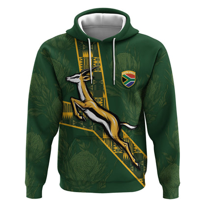 Custom Rugby South Africa Hoodie Go Bokke With Protea Pattern