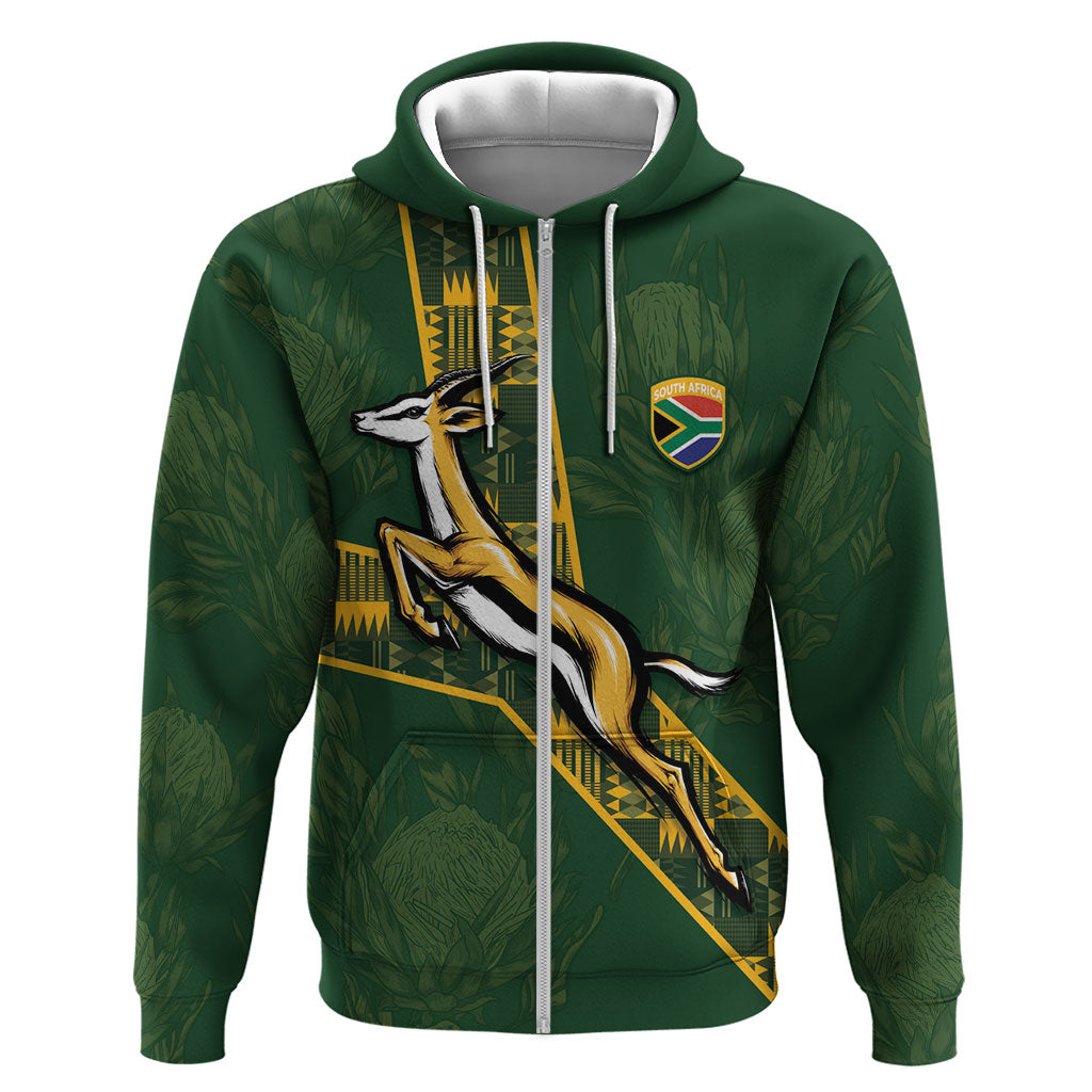 Custom Rugby South Africa Hoodie Go Bokke With Protea Pattern