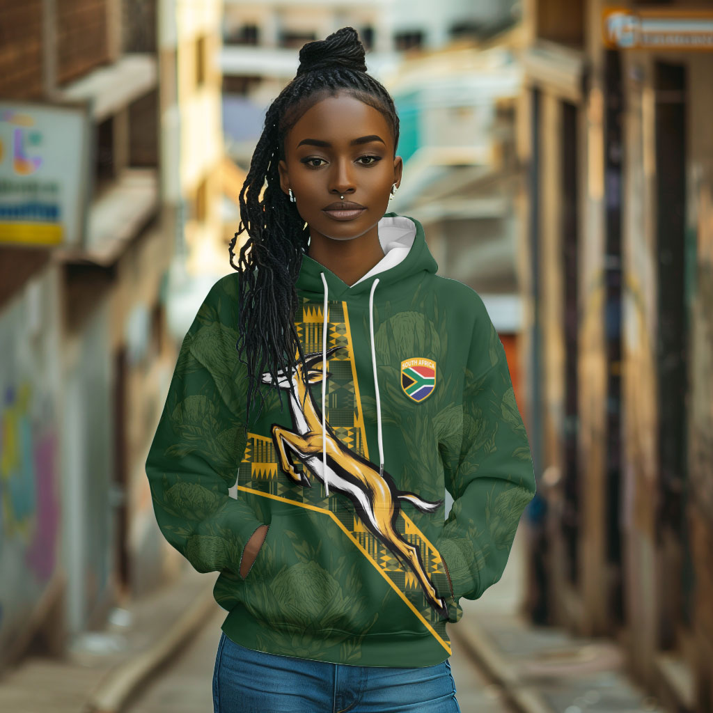 Custom Rugby South Africa Hoodie Go Bokke With Protea Pattern