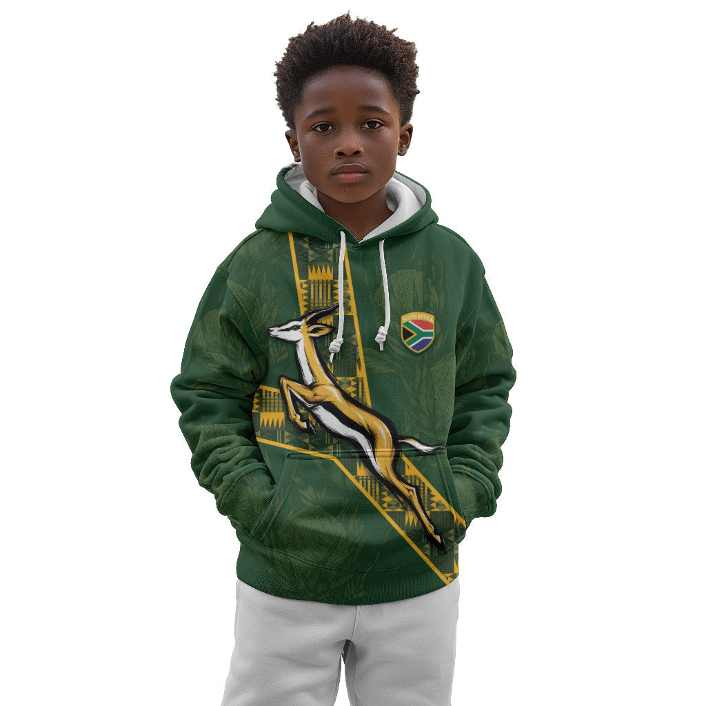 Custom Rugby South Africa Kid Hoodie Go Bokke With Protea Pattern
