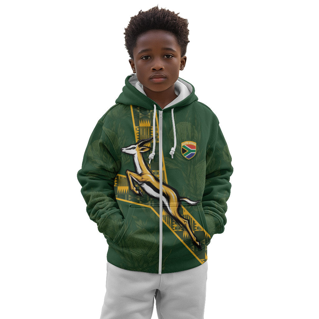 Custom Rugby South Africa Kid Hoodie Go Bokke With Protea Pattern