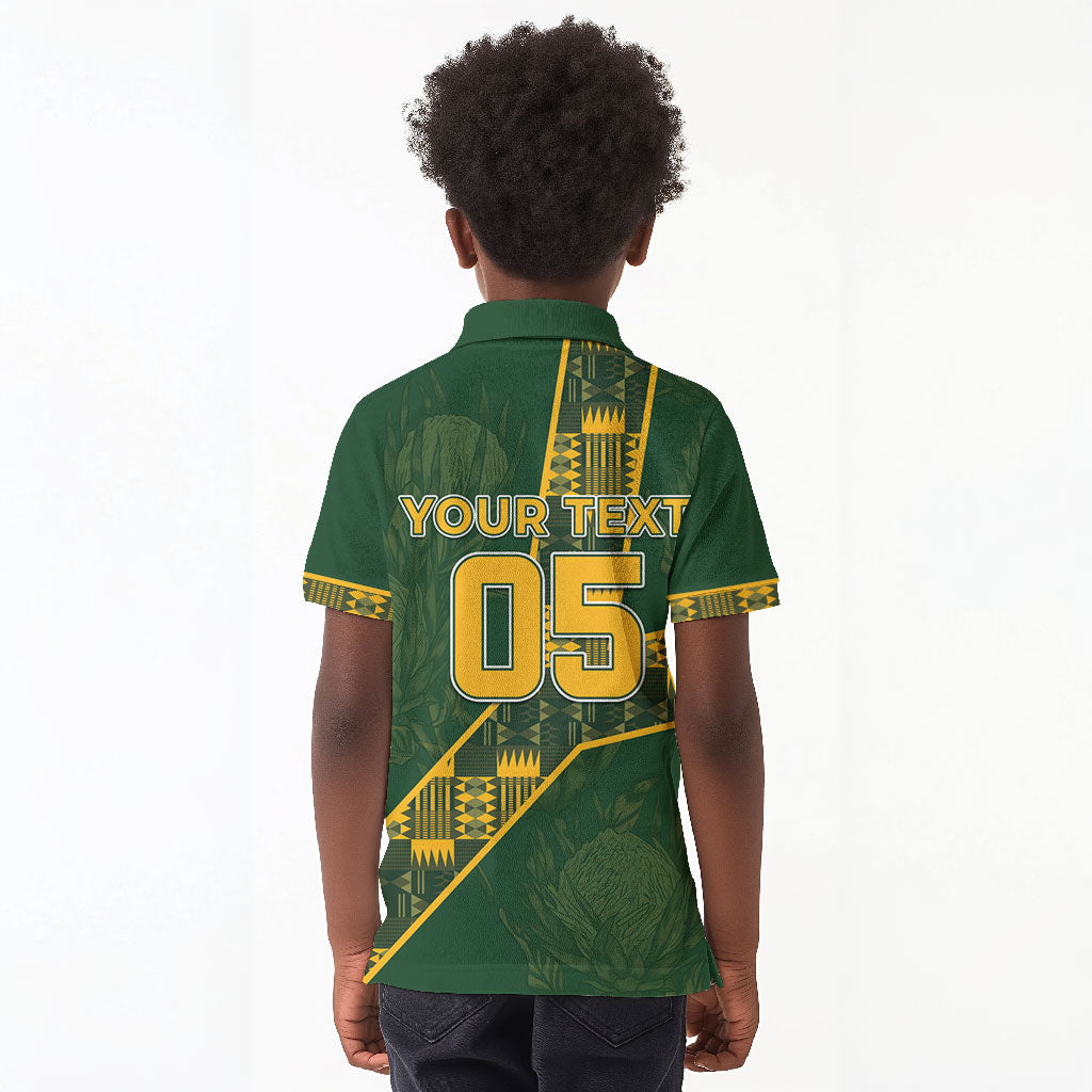 Custom Rugby South Africa Kid Polo Shirt Go Bokke With Protea Pattern