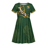 Custom Rugby South Africa Kid Short Sleeve Dress Go Bokke With Protea Pattern