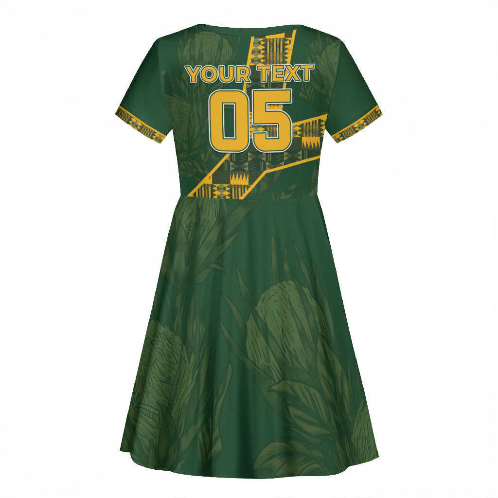 Custom Rugby South Africa Kid Short Sleeve Dress Go Bokke With Protea Pattern