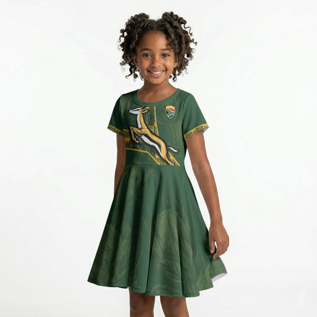 Custom Rugby South Africa Kid Short Sleeve Dress Go Bokke With Protea Pattern