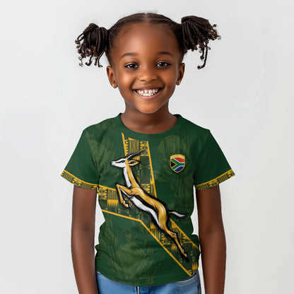Custom Rugby South Africa Kid T shirt Go Bokke With Protea Pattern