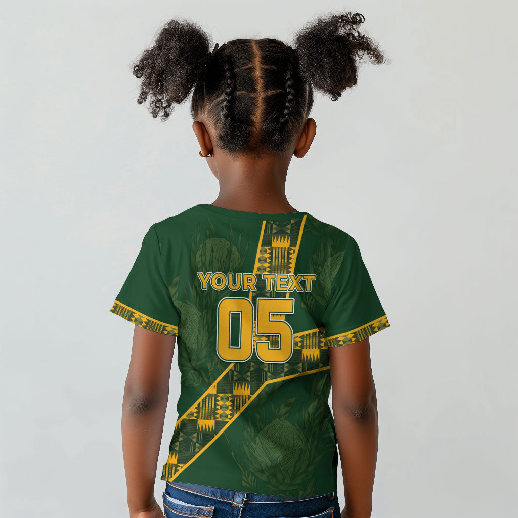 Custom Rugby South Africa Kid T shirt Go Bokke With Protea Pattern