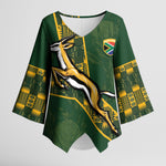 Custom Rugby South Africa Kimono Sleeve Blouse Go Bokke With Protea Pattern