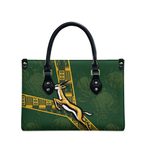 Rugby South Africa Leather Bag Go Bokke With Protea Pattern