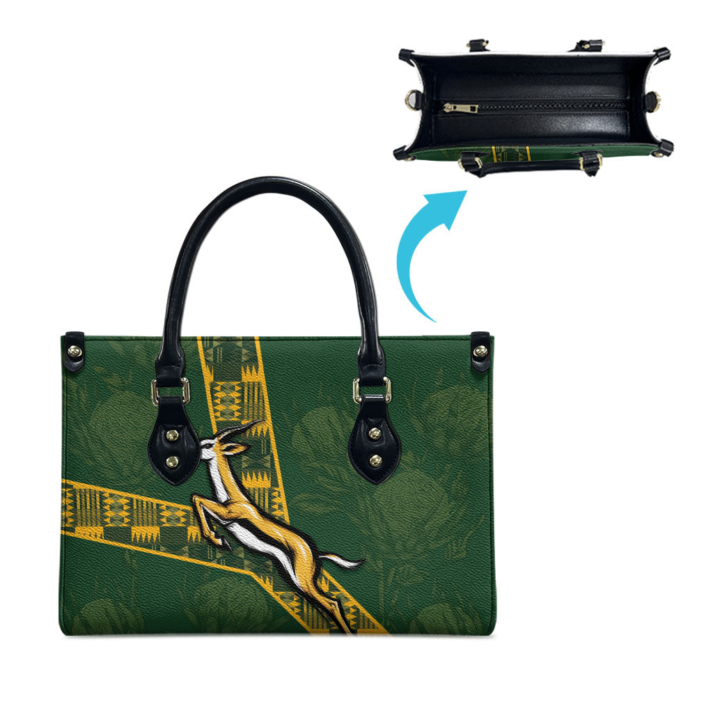 Rugby South Africa Leather Bag Go Bokke With Protea Pattern