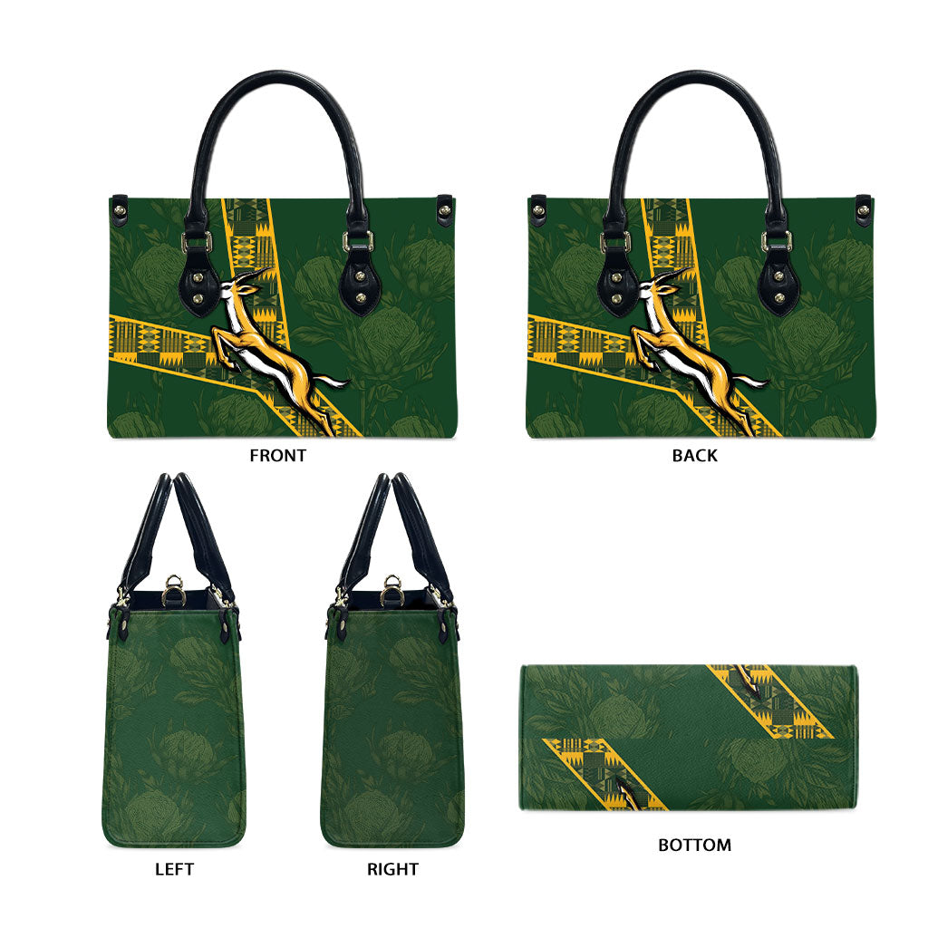 Rugby South Africa Leather Bag Go Bokke With Protea Pattern