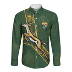 Custom Rugby South Africa Long Sleeve Button Shirt Go Bokke With Protea Pattern