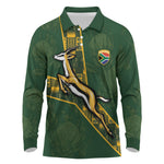Custom Rugby South Africa Long Sleeve Polo Shirt Go Bokke With Protea Pattern