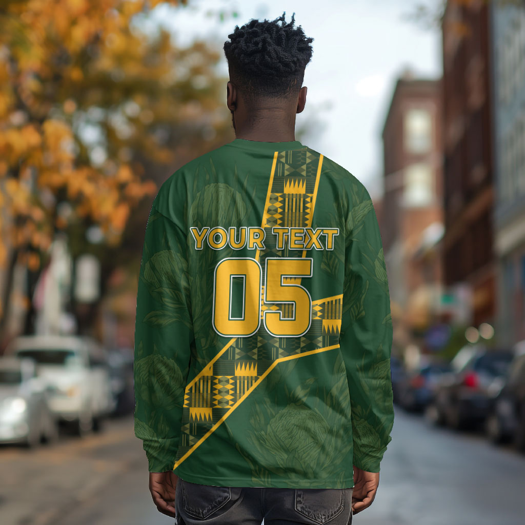 Custom Rugby South Africa Long Sleeve Shirt Go Bokke With Protea Pattern