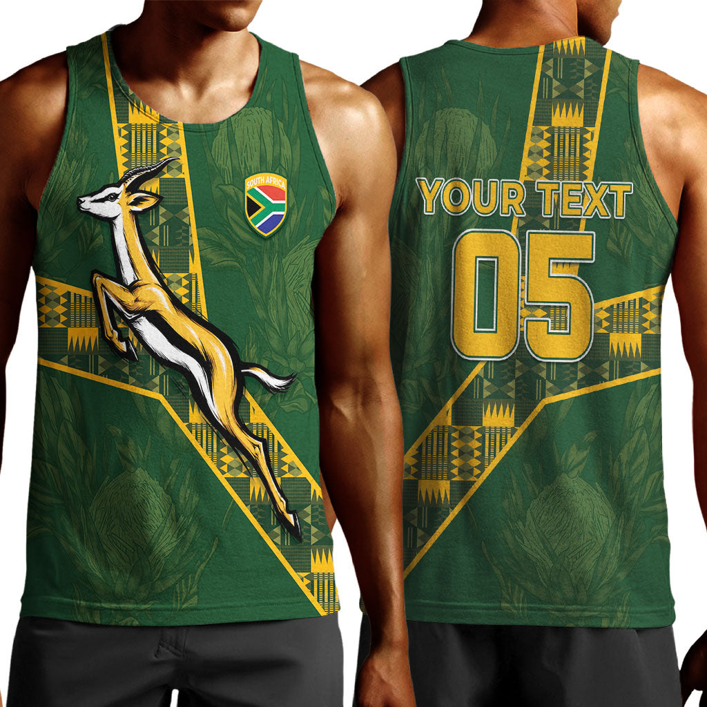 Custom Rugby South Africa Men Tank Top Go Bokke With Protea Pattern