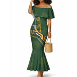Custom Rugby South Africa Mermaid Dress Go Bokke With Protea Pattern
